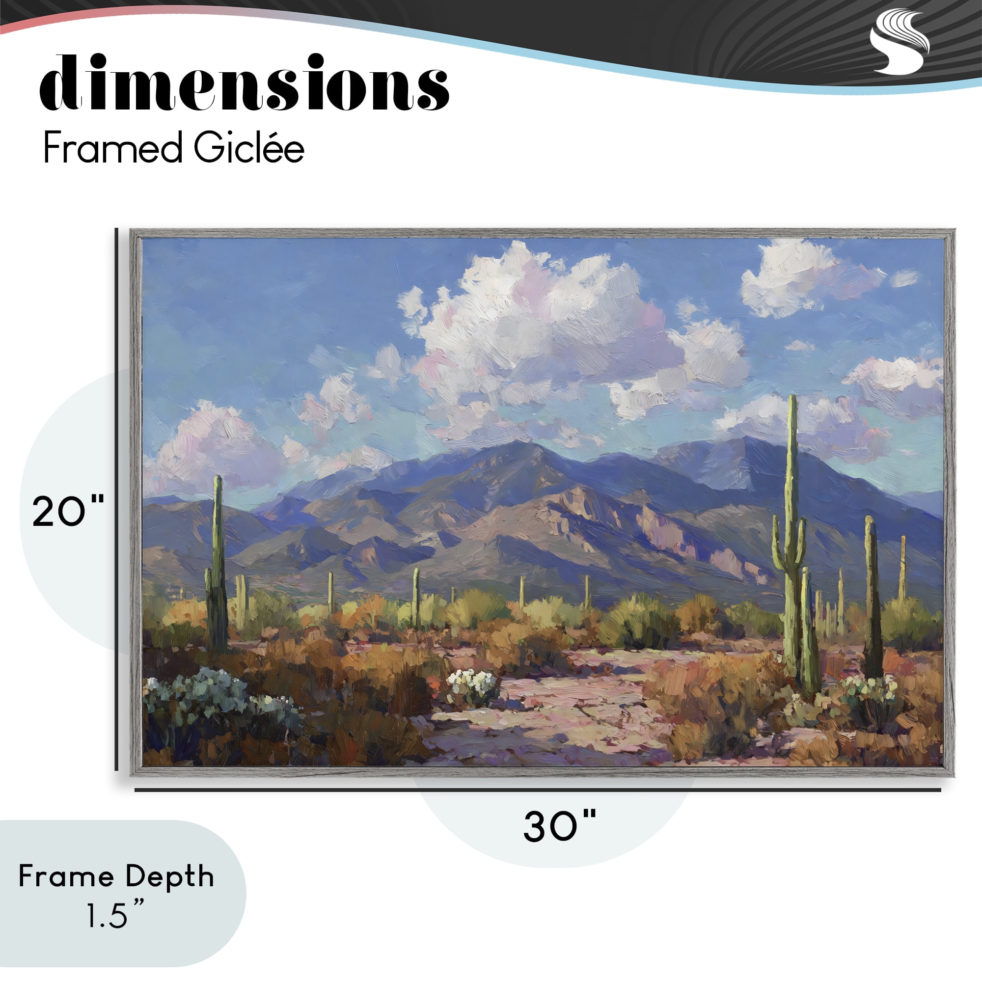 Stupell Industries Desert Mountains at Sunset Glow Gray Framed Giclee Art, design by Gina Kelly