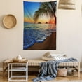 thumbnail image 2 of Hawaiian Tapestry, Pacific Sunrise at Lanikai Beach Hawaii Colorful Sky Wavy Ocean Surface Scene, Wall Hanging for Bedroom Living Room Dorm Decor, 40W X 60L Inches, Blue Brown, by Ambesonne, 2 of 5