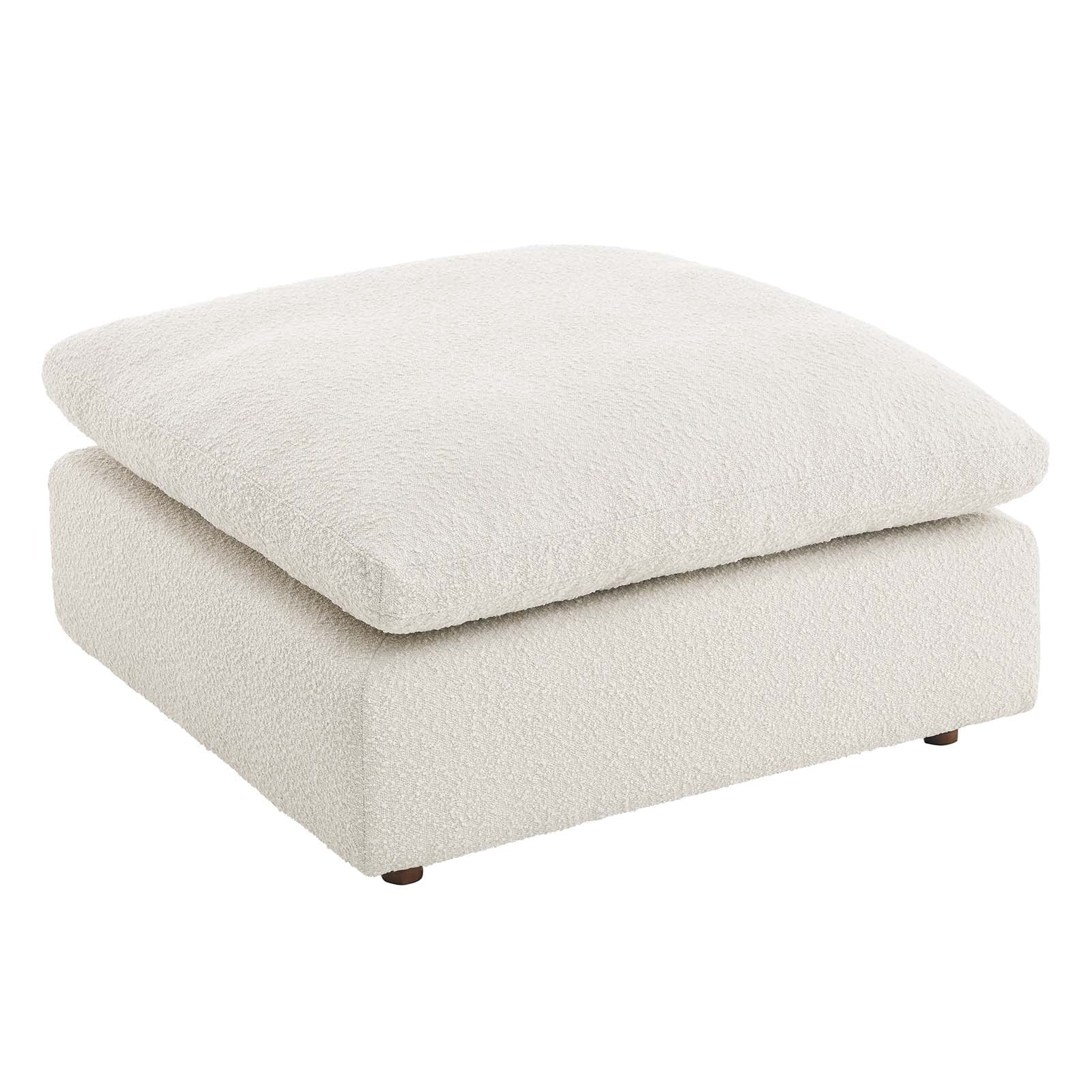 Modway Commix Upholstered Boucle Fabric & Solid Wood Ottoman in Ivory
