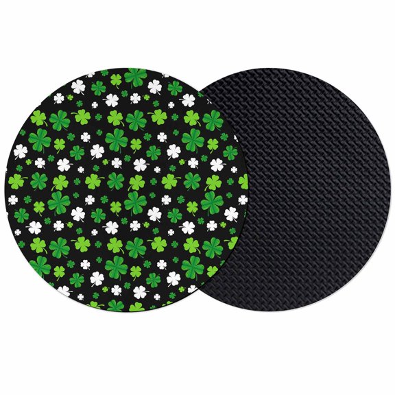 St Patricks Day Coasters Set of 2, Absorbent Coasters for Drinks, Spring Farmhouse Country Green Shamrock Coaster for Desk Coffee Table Protection, Home Decor House Warming Gifts 4"