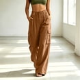 thumbnail image 2 of YuXingFu Womens Capri Pants for Women Jeans Loose Dress Pants Mid Shorts - Pocket Casual Coffee XXL, 2 of 7