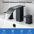 thumbnail image 5 of Matte Black Bathroom Sink Faucet 8 Inch Widespread Faucets Set with Pop Up Drain 3 Hole 2 Handles Stainless Steel Lavatory Vanity Faucet Waterfall Spout Deck Mounted, 5 of 9