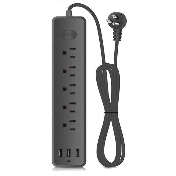 Power Strip Surge Protector - 5 Widely Spaced Outlets 3 USB Charging Ports, 1875W/15A with 3.93Ft Extension Cord, Flat Plug, Overload Surge Protection, Wall Mount for Home Office