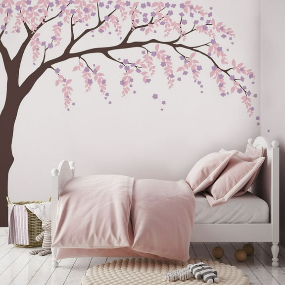Weeping Willow Tree Decal with Cherry Blossoms - Scheme C