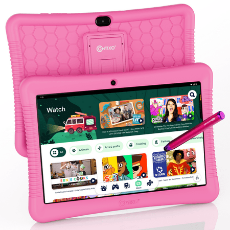 Contixo 10 Inch Kids Tablet with $150 Value Educator Approved Apps, Eye Protection, Faster System and Large Storage, Protective Case with Kickstand and Stylus, K102 Pink