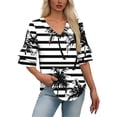 thumbnail image 2 of DeHolifer T-Shirts for Women V-Neck Camouflage Printed Ruffle Short Sleeve Summer Trendy Beach Lightweight Casual Tops White S, 2 of 7