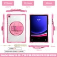 thumbnail image 3 of ELEHOLD Rugged Case For  Samsung Galaxy Tab A9+ 11Inch, Full Protection Transparent 360° Rotating Stand Cover, with Silicone Wrist Strap, Shoulder Strap,Rose, 3 of 12
