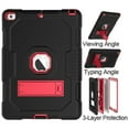 thumbnail image 6 of Dteck iPad 6th Generation Case with PET Screen Protector, Kids Case For iPad 5th Gen with Pencil Holder, Heavy Duty Rugged Dropproof Shockproof Case Kickstand Protective Cover, Black+Rose, 6 of 8