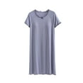 thumbnail image 2 of Sakmal Moomoo Dresses for Women Blue Long Cotton Lightweight Mumu Dress Short Sleeve Plain Nightgowns for Women, 2 of 5