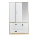 thumbnail image 6 of Sophshelter Mirror Armoire Wardrobe Closet: 3 Door 3 Drawer Wood Armoires and Wardrobes Closet with Hanging Rod Large Storage White Armoire Wardrobe Closet Cabinet for Bedroom, 6 of 8
