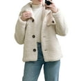 thumbnail image 2 of hirigin Women Plush Coat, Long Sleeve Lapel Neck Solid Color Spring Street Casual Party Cardigan, 2 of 9