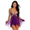 thumbnail image 5 of Levmjia Womens Lace Lingerie Pajamas Sets Women Front Closure Lace V Neck Mesh Sleepwear Lingerie for Women, 5 of 8