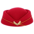 thumbnail image 1 of Sombrero de azafata, elegante boina de fieltro, sombrero de uniforme formal de azafata, gorra de azafata, disfraz de Halloween para mujer y niña, 1 of 7