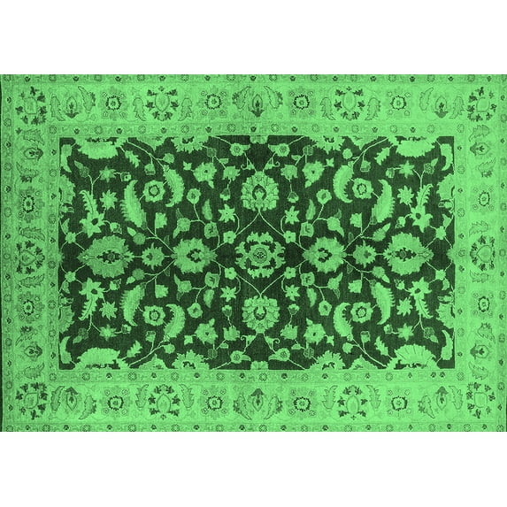 Ahgly Company Indoor Rectangle Oriental Emerald Green Industrial Area Rugs, 7' x 9'