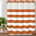 thumbnail image 3 of Orange Stripes No Hook Shower Curtain Waterproof, Bathroom Curtains with Snap in Liners and See Through Top Window, Simple Orange White Texture Hotel Style Bathtub Curtains Shower 66"Wx72"L, 3 of 8