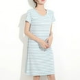 thumbnail image 4 of Tnhcen Robe de Pyjama à Rayures en Modal pour Femme avec Coussinets de Soutien-Gorge Intégrés - Vêtement de Nuit Doux et Confortable Col Ras du Cou Manches Courtes Tissu Extensible Facile d'Entretien Tenue Décontractée à la Maison M-3TG, 4 of 4