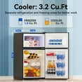 thumbnail image 3 of Frestec 3.2 Cu.Ft Compact Refrigerator, 2 Door, Black, Energy-Saving, Quiet, Mini Fridge, 3 of 12