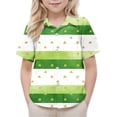 thumbnail image 2 of BiZtdJrK Lapel Button Down Shirt for Boy Luck Shamrock Graphic Short Sleeve St. Patrick's Day Shirts Loose Fit Vacation Summer Shirt For Boys and Girls Multicolor 110, 2 of 8