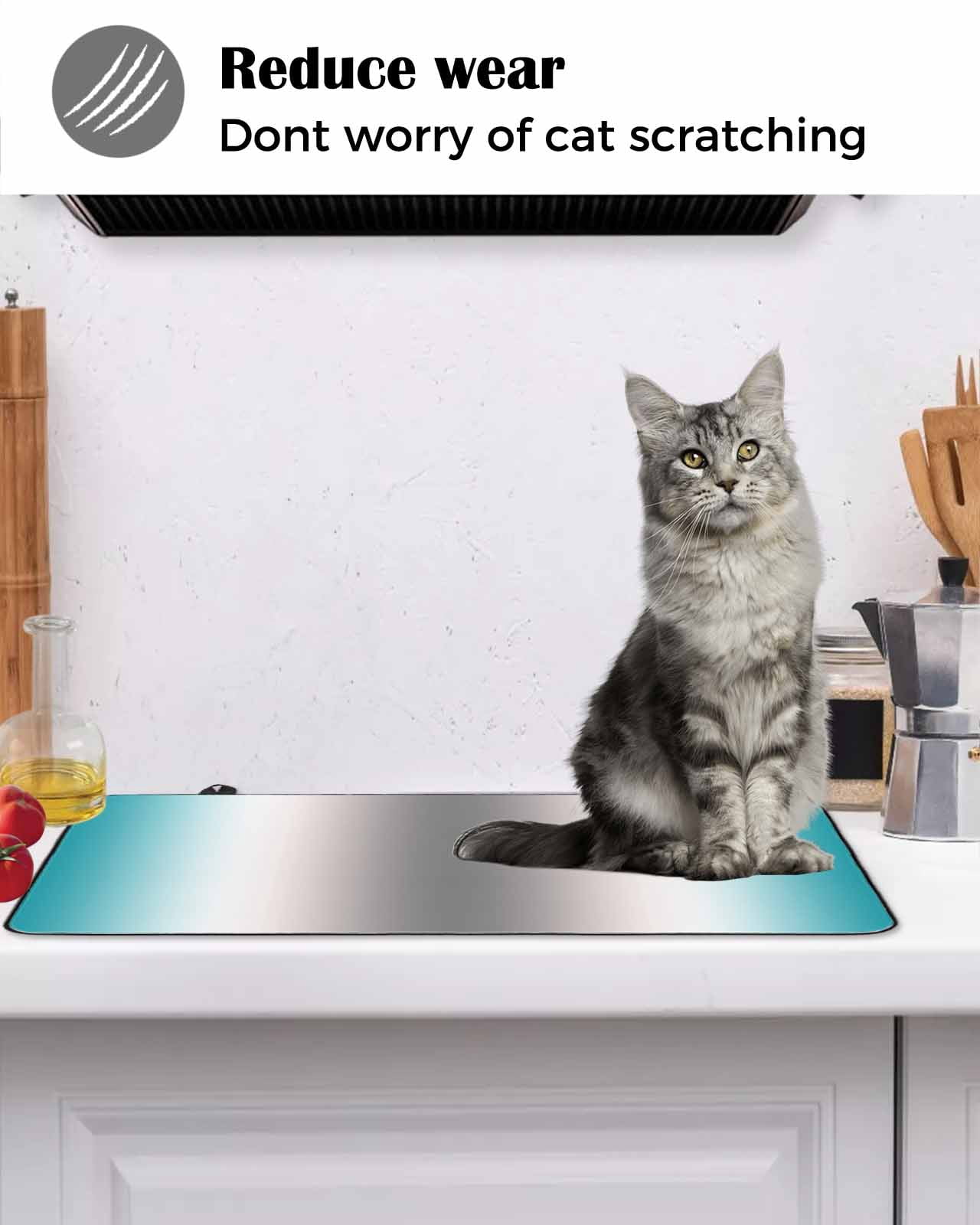 nqOlkjepod Large Induction Cooktop Protector Mat 24"x21", Turquoise Grey Stove Top Covers for Electric Stove, Gray Farmhouse Modern Rustic Decorative Stove Burner Cover Mats, Glass Top Stove Cover