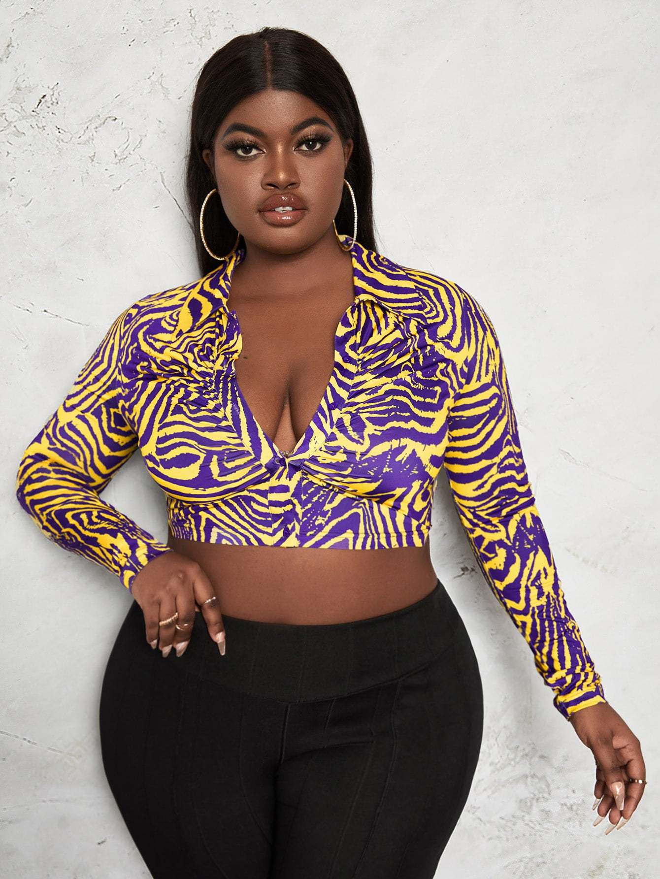 plus size striped crop top