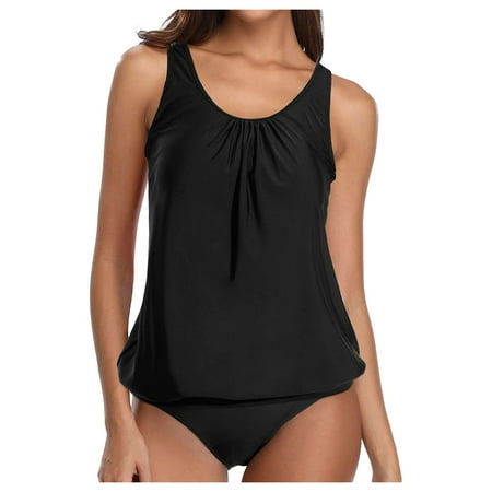 

Baocc plus size bathing suit for womenPrint Strappy Back Tankini Two Piece Swimdress Panty Bathing tummy control swimsuits for women