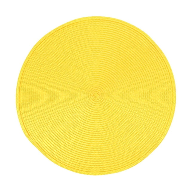 CQCYD Woven Table Mat, PP Place Mat 38cm Round Waterproof Oil-Proof, Heat Insulation Pad for Dining Table Kitchen, Household Protector for Cup Glass Plate