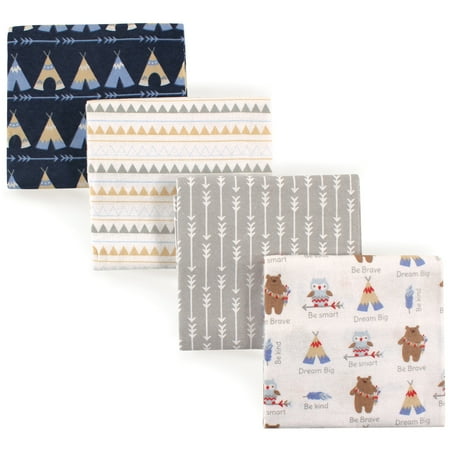 - Luvable Friends Basics Baby Flannel Receiving Blankets, 4-Pack - Tribe