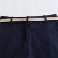 thumbnail image 5 of Womens Fashion Dressy Shorts Belted High Waisted Shorts Loose Casual Work with Pockets Navy L, 5 of 6