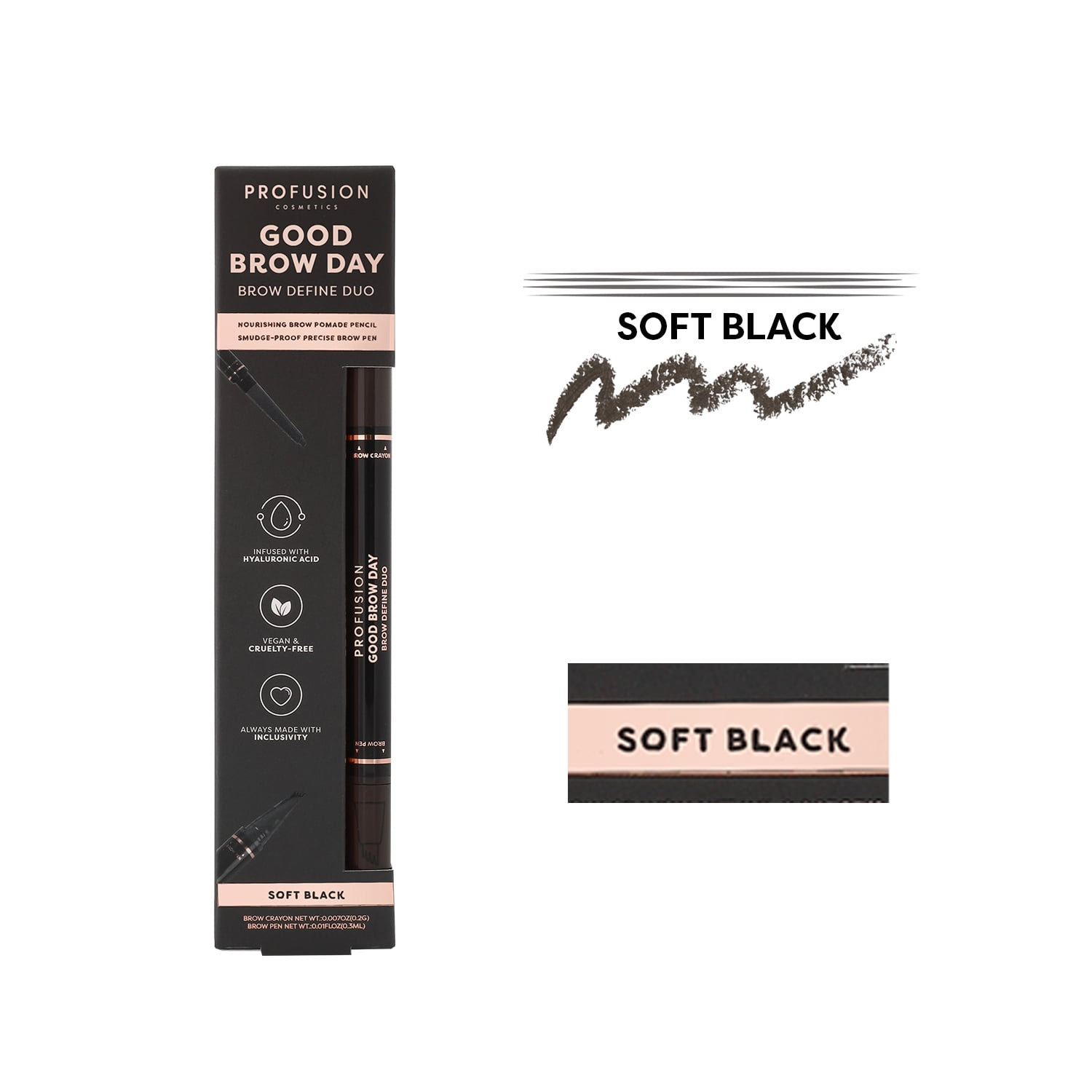 Profusion Cosmetics Good Brow Day - Brow Define Duo - Soft Black