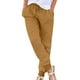 thumbnail image 2 of ICHUANYI Clearance Womens Solid Color Tapered Pants Cotton Linen Drawstring Elastic Waist Pants Casual Trousers With Pocket(Yellow, XXL) ICHUANYI WER2023081509823, 2 of 5