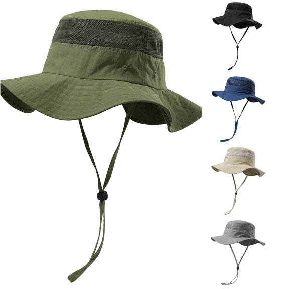 WEIGFI Toddler Boys Girls Sun Hat Bucket Cap With Mesh Wide Brim Adjustable Chin Strap Solid Color Lightweight Summer Daily Outdoor Play Fishing Cute Beach Caps,Green