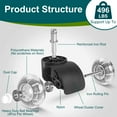 thumbnail image 2 of 5Pcs Chair Casters, Universal Heavy Duty Office Chair Casters, 2 Inch Replacement Chair Wheels Rollerblade Style, 2 of 7