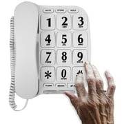 Blue Donuts White Big Button Phone for Wall or Desk with Speaker and Memory