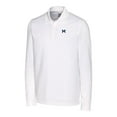 thumbnail image 2 of Men's Cutter & Buck White Michigan Wolverines Advantage Tri-Blend Pique Long Sleeve Polo, 2 of 3