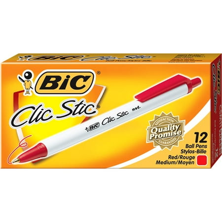 clic bic stic ball retractable pen medium pack pens dozen
