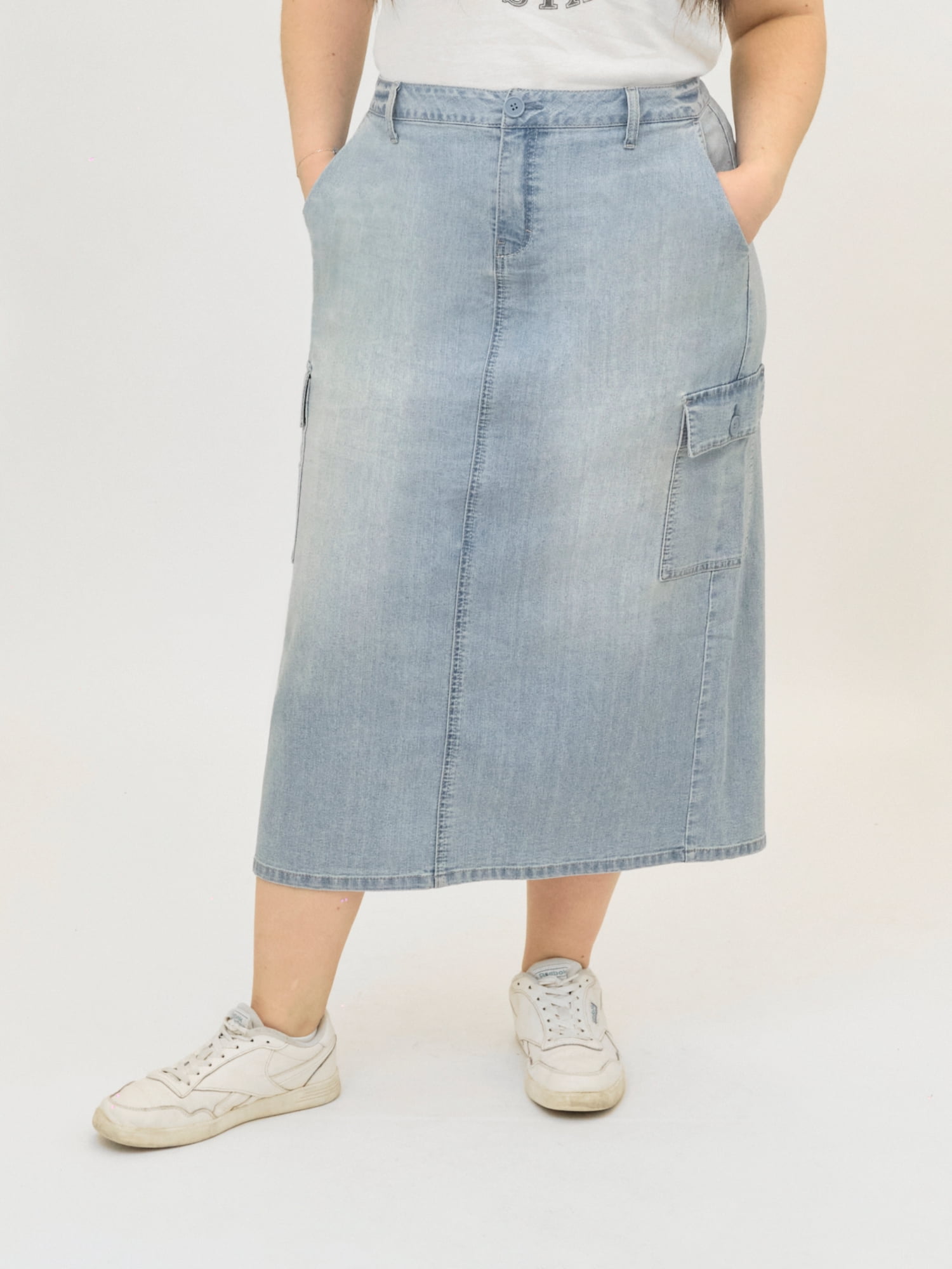 A3 Denim Women's Plus Size Utility Maxi Skirt, Sizes 16W-26W