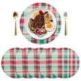 thumbnail image 3 of Ryvnso Plaid Lattice Red Round Plate Mats Dining Table Placemat 1 Piece for Holiday Decoration, 3 of 7