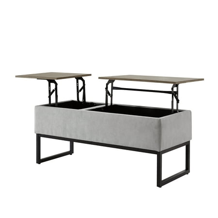 Lifestyle Solutions Scarlet Functional Coffee Table With Storage And Upholstered Side Light Grey