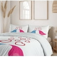 thumbnail image 6 of Ambesonne Love Duvet Cover Sets, Birds Heart Symbols Romance, 2-Queen, White Hot Pink Blue, 6 of 7