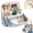 Blue, variant on Stylish Handheld Partitioned Cosmetic Bag, Large Capacity PU Leather Travel Makeup Organizer with Detachable Mirror, Adjustable Dividers & Luggage Strap