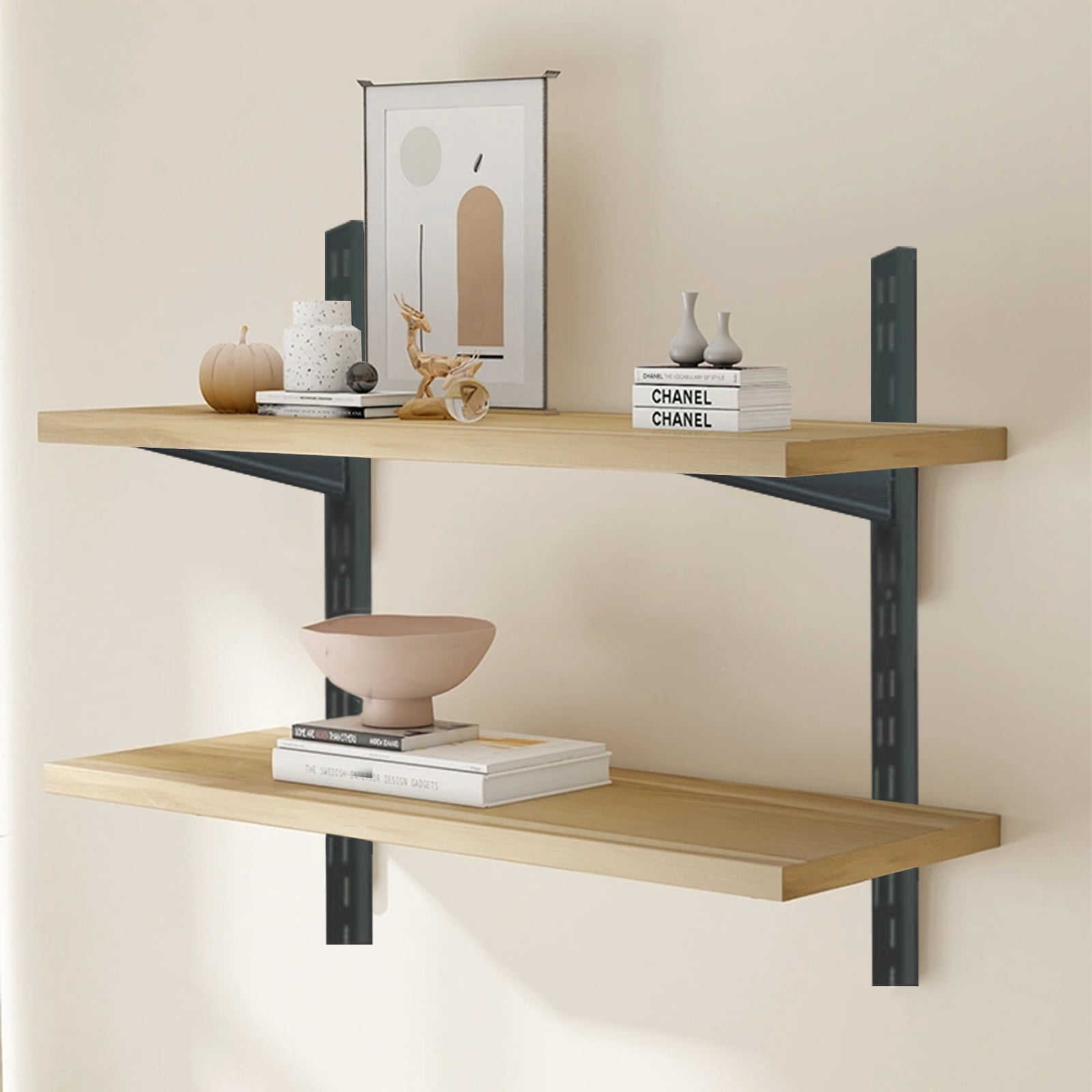 6‑Pack Dual‑Track Wall Shelf Rails – 47.5 in / 120 cm Heavy‑Duty Upright Standards for Adjustable Shelving in Pantries, Closets, Garages (Black)