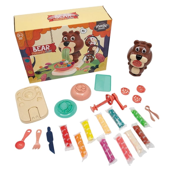 13 1/2" x 10 1/4" Plastic Bear-Shaped Magic Dough Play Set - 25 Pc.