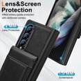 thumbnail image 6 of Dteck Wallet for Samsung Galaxy Z Fold 3 Case with Built-in Glass Screen Protector, Soft PU Leather Card Holder Flip Kickstand Protective Case for Z Fold 3 5G,Black, 6 of 7