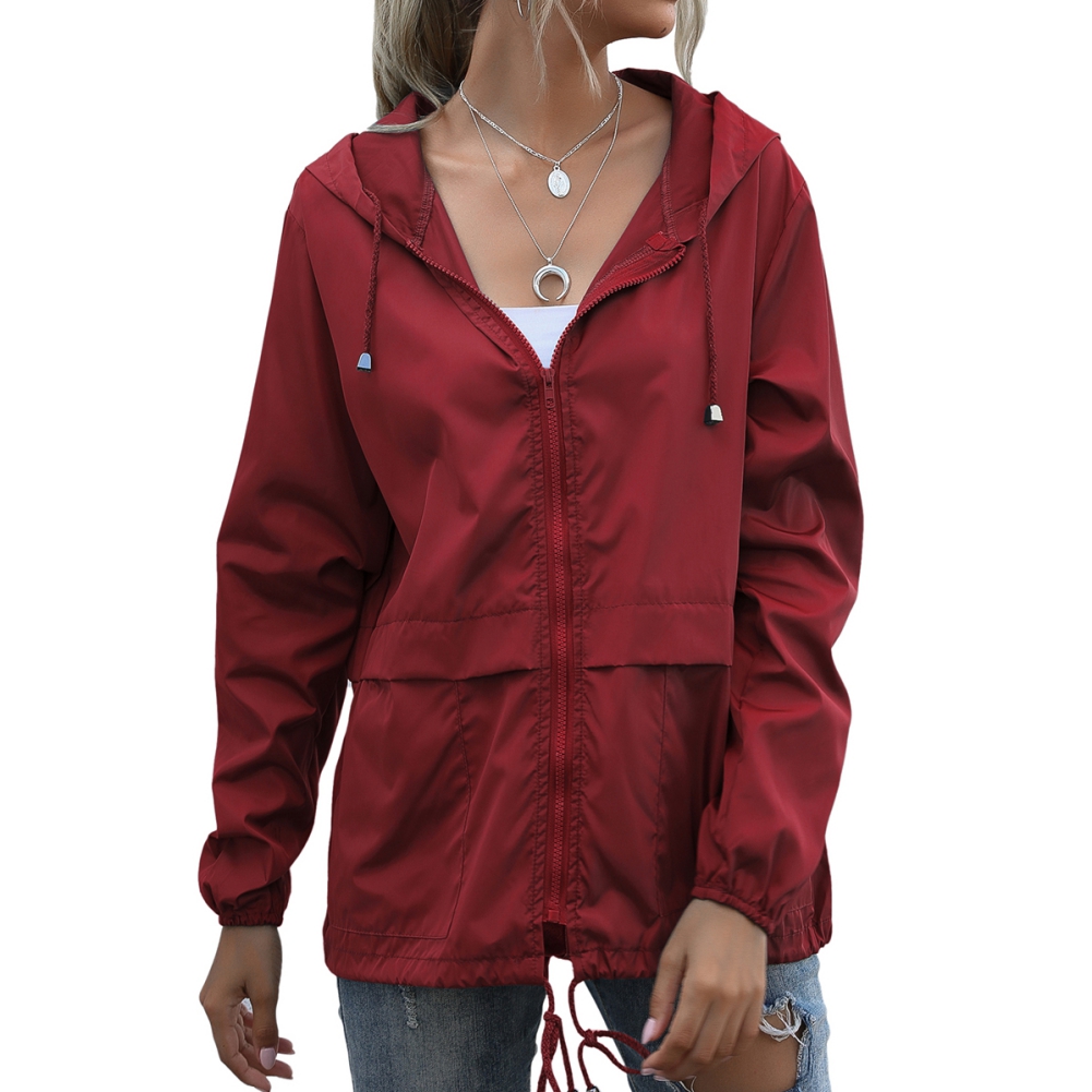 Women's Waterproof Spring Jacket Zipper Fully Taped Seams Rain Coat Spring Autumn Parka (Red, S) - image 1 of 9