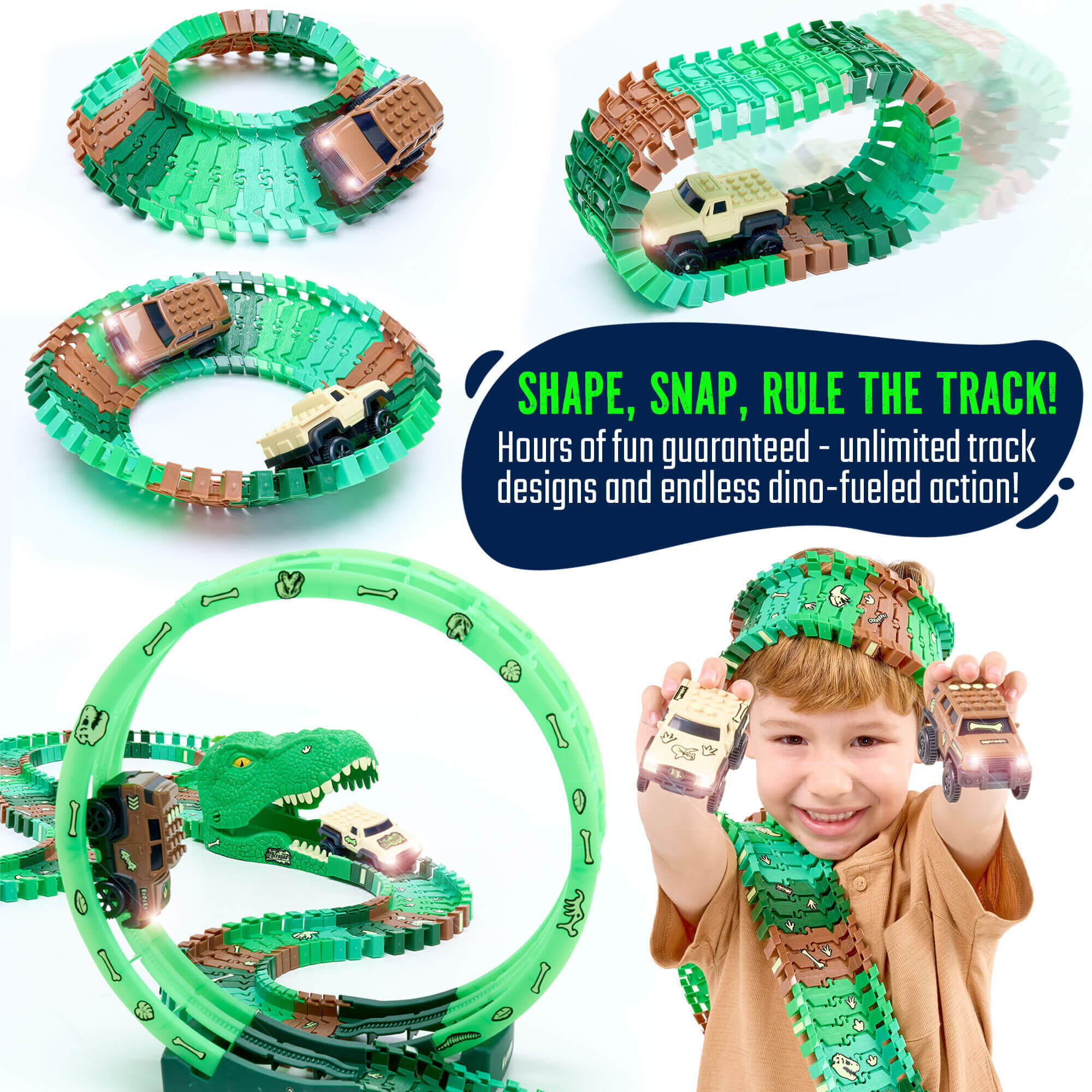 JitteryGit Dinosaur Race Track Glowing Loop Toy Set photo 4