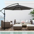 thumbnail image 7 of Walsunny 9FT Outdoor Hanging Offset Cantilever Umbrella with Cross Base, Patio Market Umbrella with Crank Sun Shade Canopy, Gray, 7 of 7