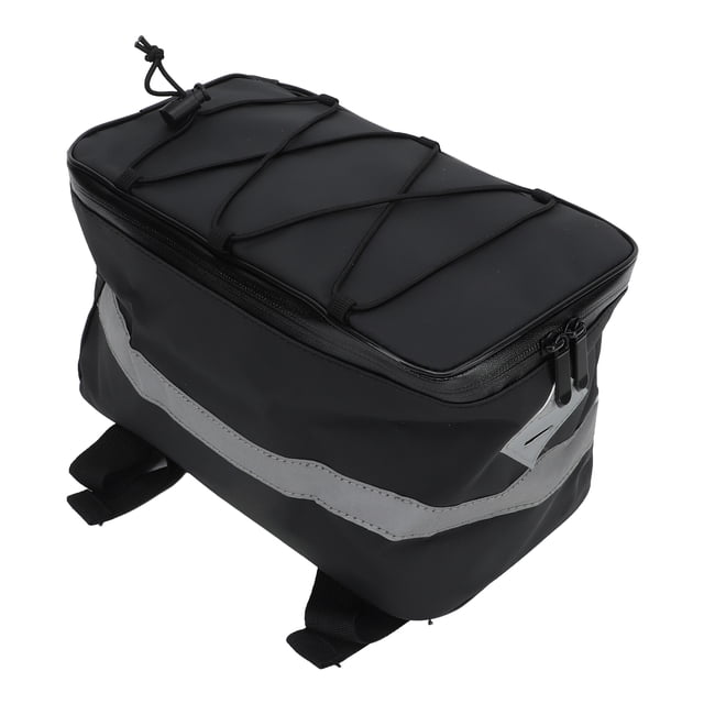 Bike Rear Rack Bag, Zipper Closure Stable Reflective Back Rack Bag for Outdoor Cycling 8L: 27x16x16.5cm,15L: 32x22x18cm