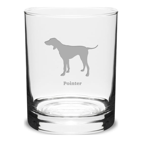 Pointer Deep Etched 14 oz Classic Double Old Fashion Glass