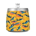 thumbnail image 7 of Yayeee Ashtray with Lid for Cigarette Smokeless Stainless Steel Home Ash Holder, Yellow Sardines Pattern, 7 of 7