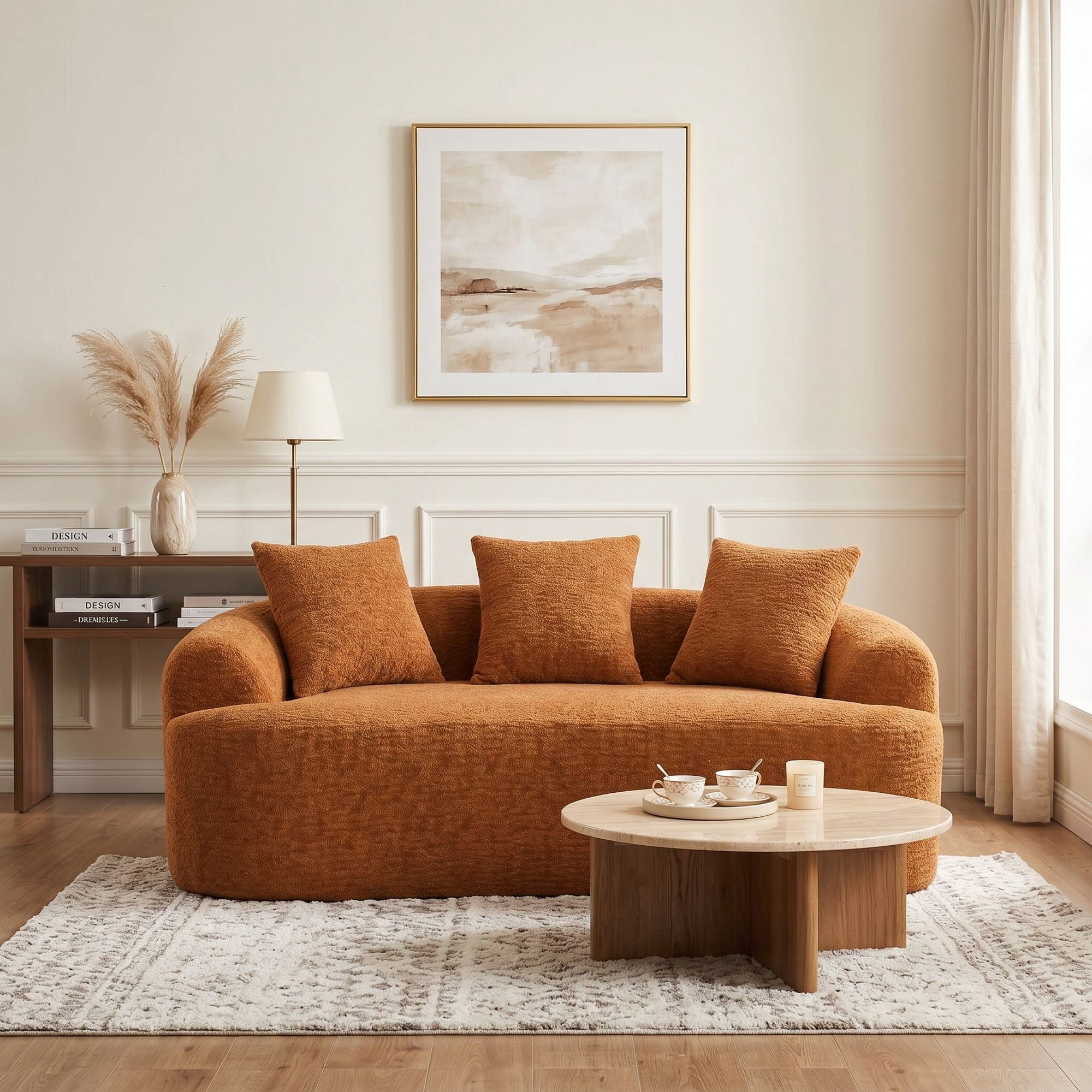 Sailvan Curved Loveseat No-Assembly Chenille Sofa for Small Spaces